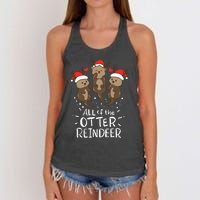 Otter Reindeer Deer Christmas Xmas Gift Present Women's Knotted Racerback Tank