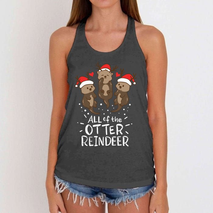 Otter Reindeer Deer Christmas Xmas Gift Present Women's Knotted Racerback Tank