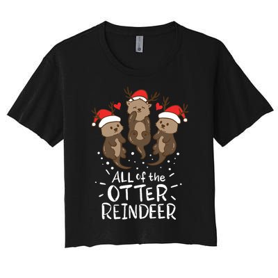 Otter Reindeer Deer Christmas Xmas Gift Present Women's Crop Top Tee