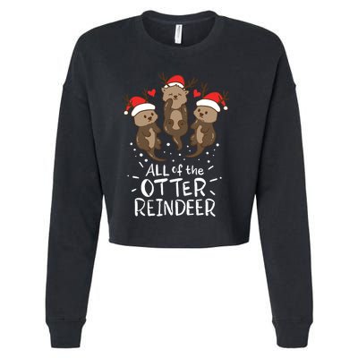 Otter Reindeer Deer Christmas Xmas Gift Present Cropped Pullover Crew