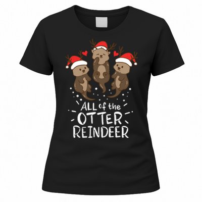 Otter Reindeer Deer Christmas Xmas Gift Present Women's T-Shirt