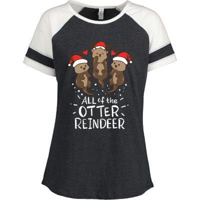 Otter Reindeer Deer Christmas Xmas Gift Present Enza Ladies Jersey Colorblock Tee