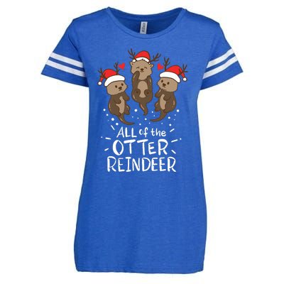 Otter Reindeer Deer Christmas Xmas Gift Present Enza Ladies Jersey Football T-Shirt