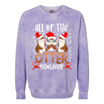 Otter Reindeer Deer Christmas Xmas Tree Magic Lover Santa Gift Colorblast Crewneck Sweatshirt