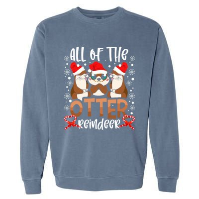 Otter Reindeer Deer Christmas Xmas Tree Magic Lover Santa Gift Garment-Dyed Sweatshirt