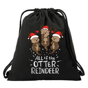 Otter Reindeer Deer Christmas Xmas Gift Present Drawstring Bag