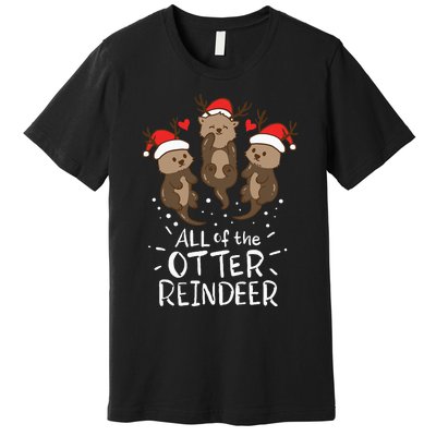 Otter Reindeer Deer Christmas Xmas Gift Present Premium T-Shirt