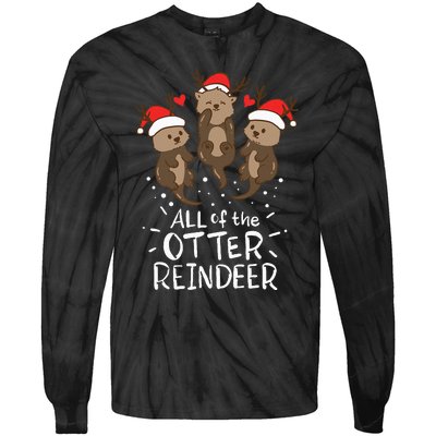 Otter Reindeer Deer Christmas Xmas Gift Present Tie-Dye Long Sleeve Shirt