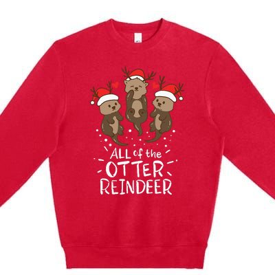 Otter Reindeer Deer Christmas Xmas Gift Present Premium Crewneck Sweatshirt