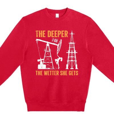 Oil Rig Drilling Lifestyle Oilfield Worker Hard Hat & Boots Premium Crewneck Sweatshirt