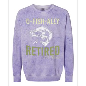 Ofishally Retired Est 2025 Fisherman Fishing Retirement Colorblast Crewneck Sweatshirt