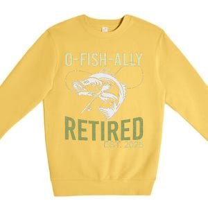 Ofishally Retired Est 2025 Fisherman Fishing Retirement Premium Crewneck Sweatshirt