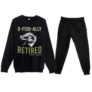 Ofishally Retired Est 2025 Fisherman Fishing Retirement Premium Crewneck Sweatsuit Set