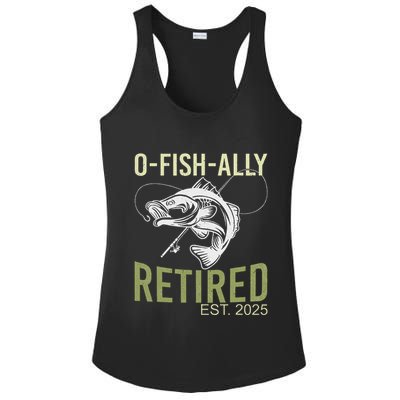 Ofishally Retired Est 2025 Fisherman Fishing Retirement Ladies PosiCharge Competitor Racerback Tank