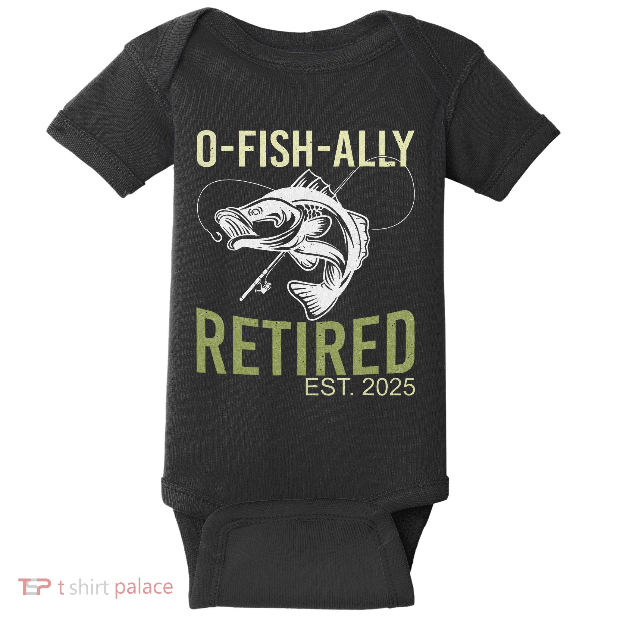 Ofishally Retired Est 2025 Fisherman Fishing Retirement Baby Bodysuit
