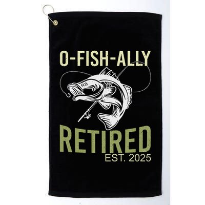 Ofishally Retired Est 2025 Fisherman Fishing Retirement Golf Towel