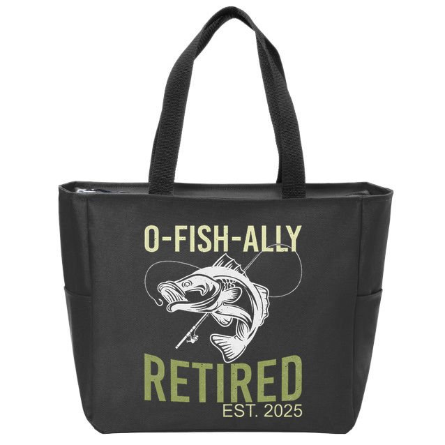 Ofishally Retired Est 2025 Fisherman Fishing Retirement Zip Tote Bag