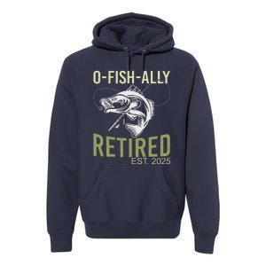 Ofishally Retired Est 2025 Fisherman Fishing Retirement Premium Hoodie