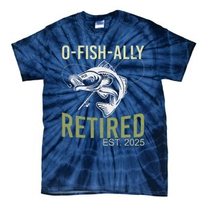 Ofishally Retired Est 2025 Fisherman Fishing Retirement Tie-Dye T-Shirt