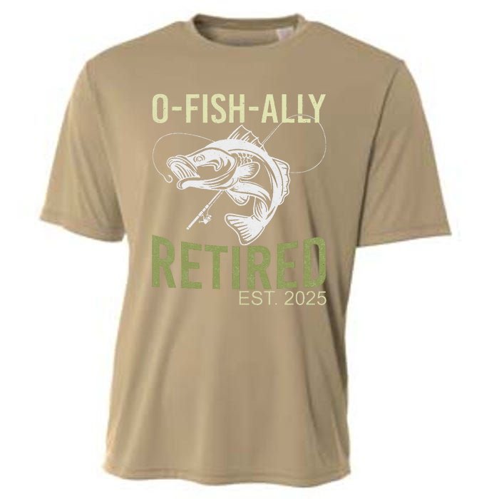 Ofishally Retired Est 2025 Fisherman Fishing Retirement Cooling Performance Crew T-Shirt