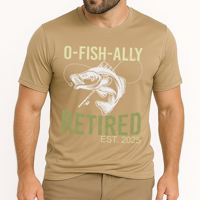 Ofishally Retired Est 2025 Fisherman Fishing Retirement Cooling Performance Crew T-Shirt