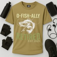 Ofishally Retired Est 2025 Fisherman Fishing Retirement Cooling Performance Crew T-Shirt