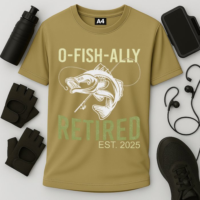 Ofishally Retired Est 2025 Fisherman Fishing Retirement Cooling Performance Crew T-Shirt
