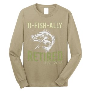 Ofishally Retired Est 2025 Fisherman Fishing Retirement Long Sleeve Shirt