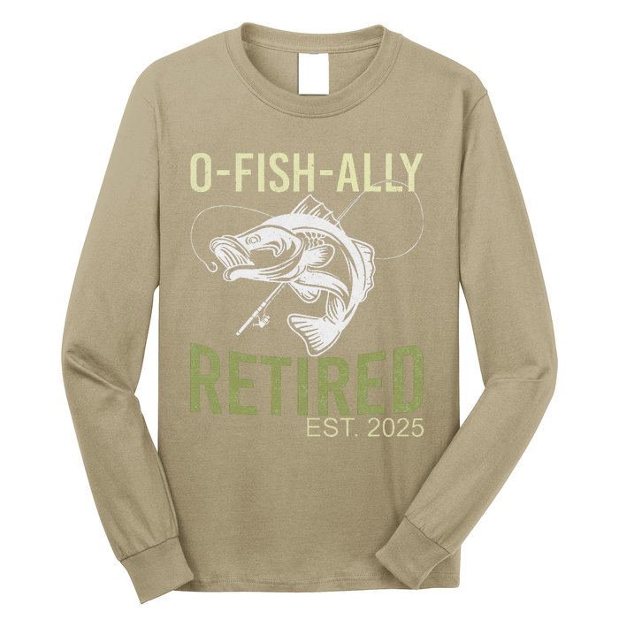 Ofishally Retired Est 2025 Fisherman Fishing Retirement Long Sleeve Shirt