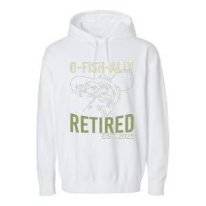 Ofishally Retired Est 2025 Fisherman Fishing Retirement Garment-Dyed Fleece Hoodie