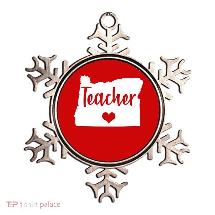 Oregon Teacher Red For Ed Metallic Star Ornament