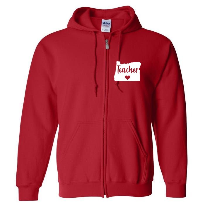 Oregon Teacher Red For Ed Full Zip Hoodie