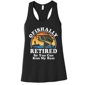 Ofishally Retired Funny Bass Fishing Retirement Gift For Men Women's Racerback Tank