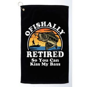 Ofishally Retired Funny Bass Fishing Retirement Gift For Men Platinum Collection Golf Towel