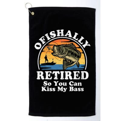 Ofishally Retired Funny Bass Fishing Retirement Gift For Men Platinum Collection Golf Towel