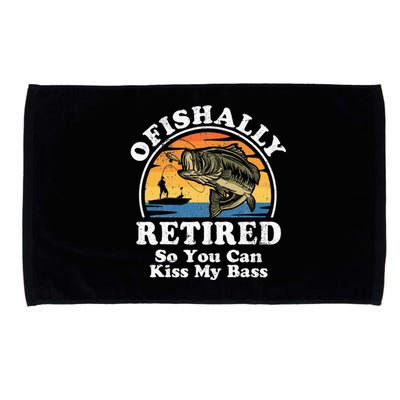 Ofishally Retired Funny Bass Fishing Retirement Gift For Men Microfiber Hand Towel