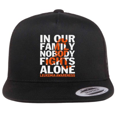 Orange Ribbon For Leukemia Awareness Family Support Flat Bill Trucker Hat