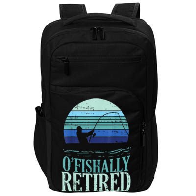 Ofishally Retired Fishing Retro Retirement Dad Gift Impact Tech Backpack