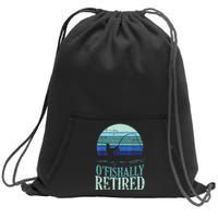 Ofishally Retired Fishing Retro Retirement Dad Gift Sweatshirt Cinch Pack Bag