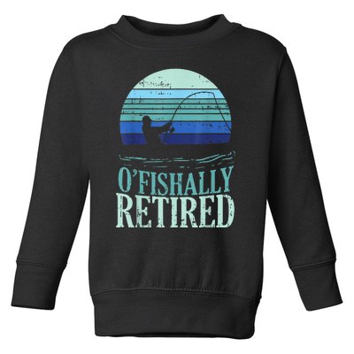 Ofishally Retired Fishing Retro Retirement Dad Gift Toddler Sweatshirt