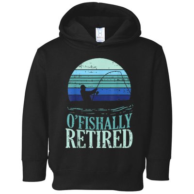 Ofishally Retired Fishing Retro Retirement Dad Gift Toddler Hoodie