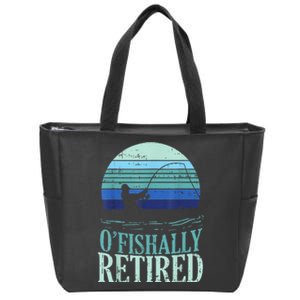 Ofishally Retired Fishing Retro Retirement Dad Gift Zip Tote Bag