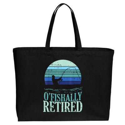 Ofishally Retired Fishing Retro Retirement Dad Gift Cotton Canvas Jumbo Tote