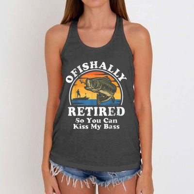 Ofishally Retired Funny Bass Fishing Retirement Gift For Men Women's Knotted Racerback Tank