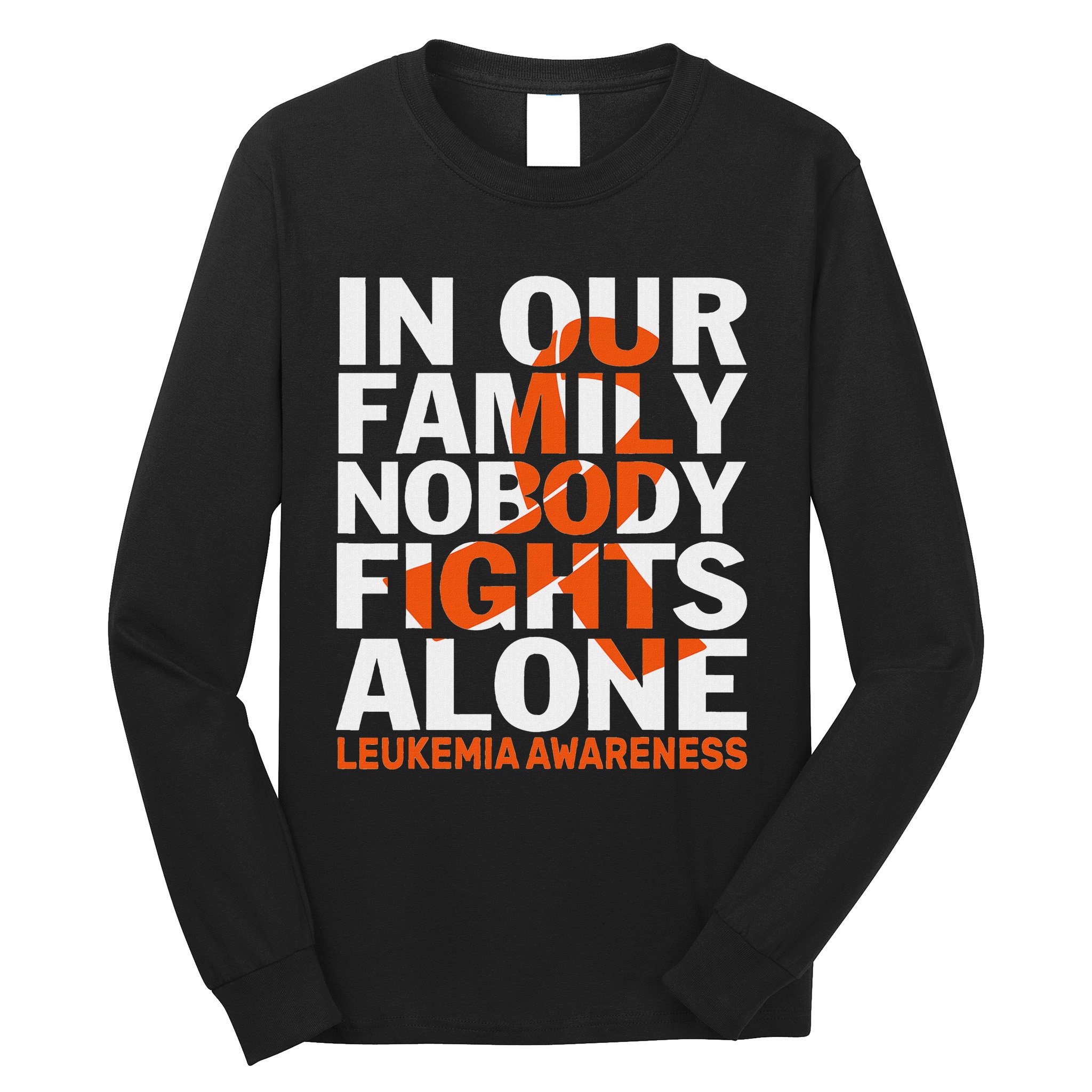 Orange Ribbon For Leukemia Awareness Family Support Long Sleeve Shirt