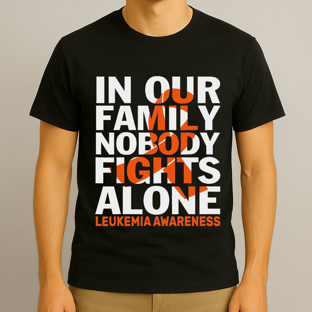 Orange Ribbon For Leukemia Awareness Family Support T-Shirt