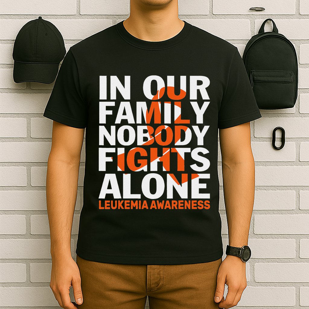 Orange Ribbon For Leukemia Awareness Family Support T-Shirt
