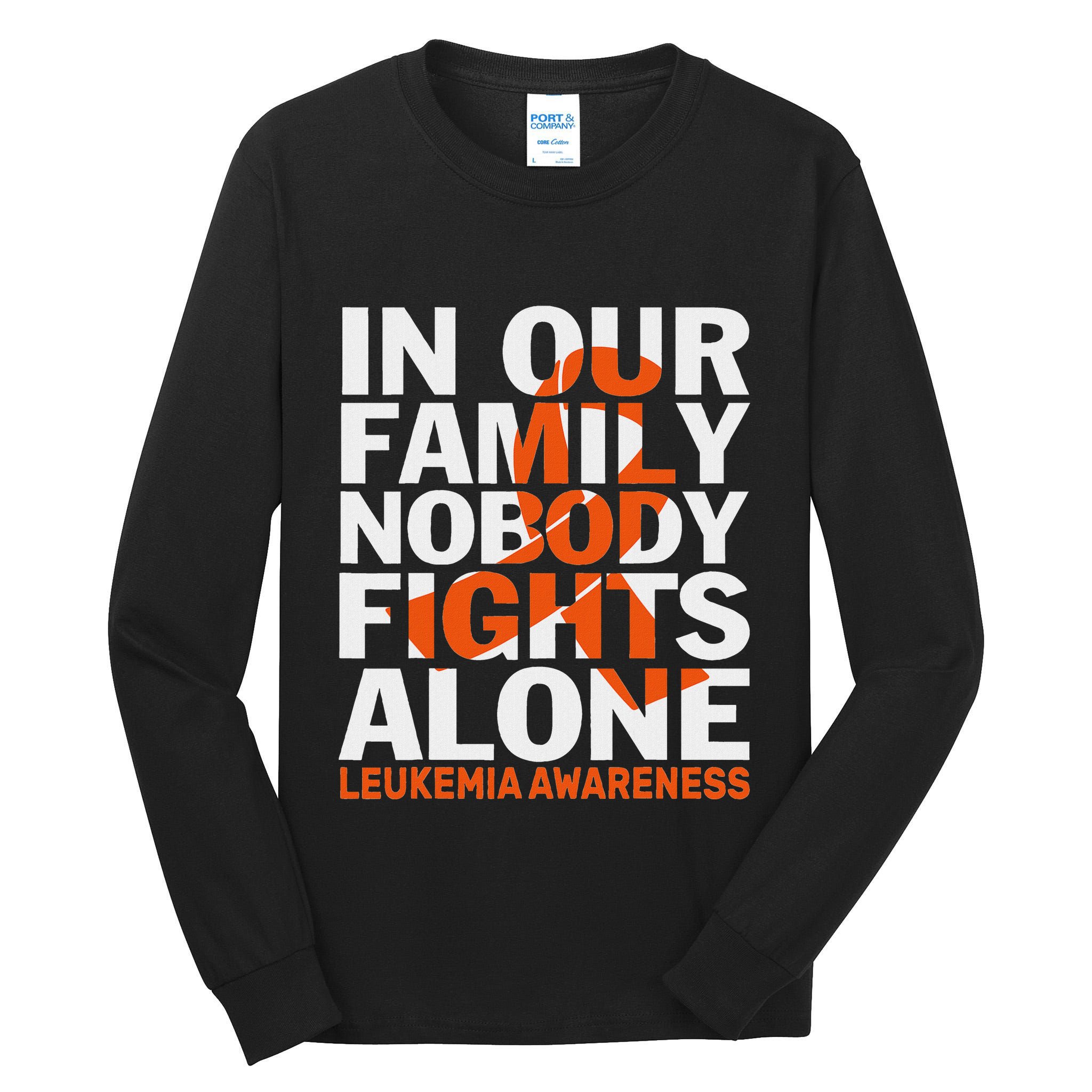 Orange Ribbon For Leukemia Awareness Family Support Tall Long Sleeve T-Shirt