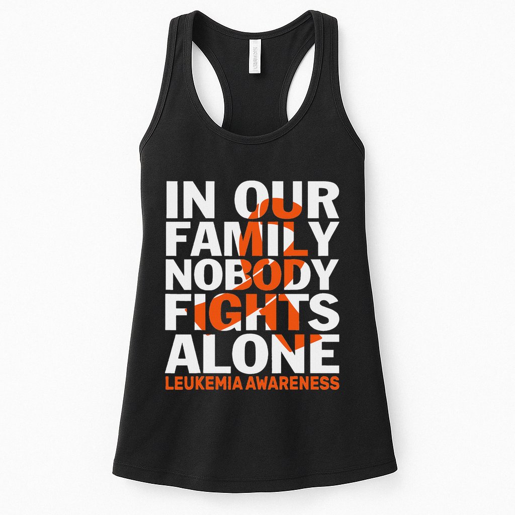 Orange Ribbon For Leukemia Awareness Family Support Womens Tank Top