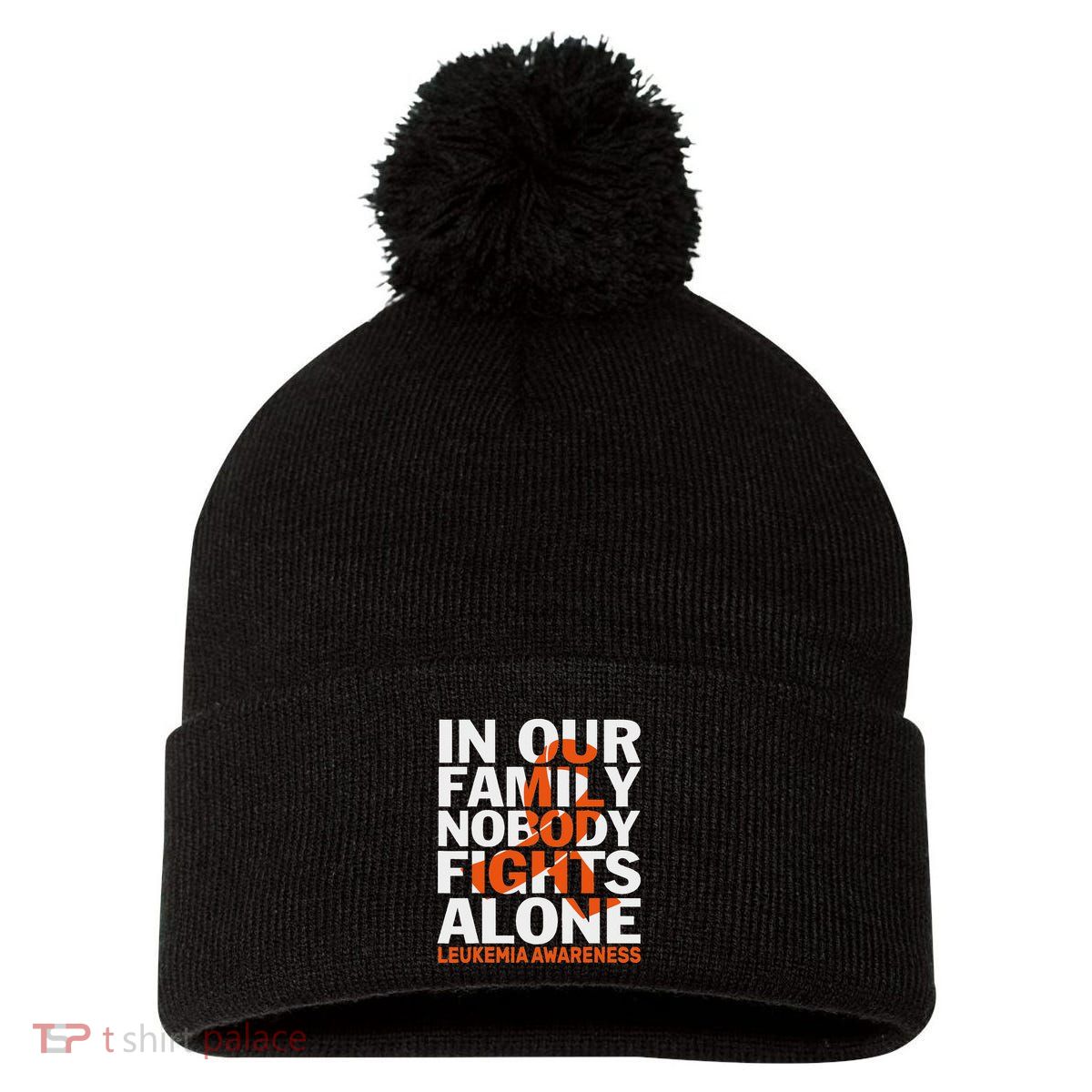 Orange Ribbon For Leukemia Awareness Family Support Pom Pom 12in Knit Beanie